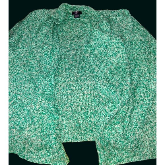 Teal White Womens XXL Open Front Cardigan Warm NWOT - Picture 5 of 7